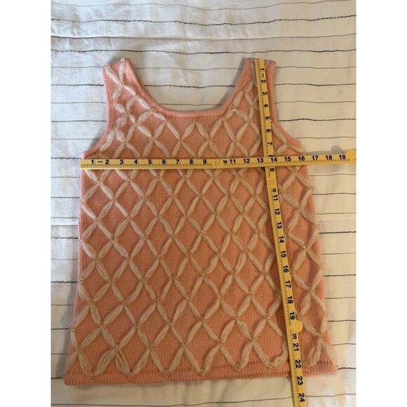 Campus Casuals | Vintage 100% Wool Embroidered Beaded Knit Vest Pink - Small - Picture 5 of 5